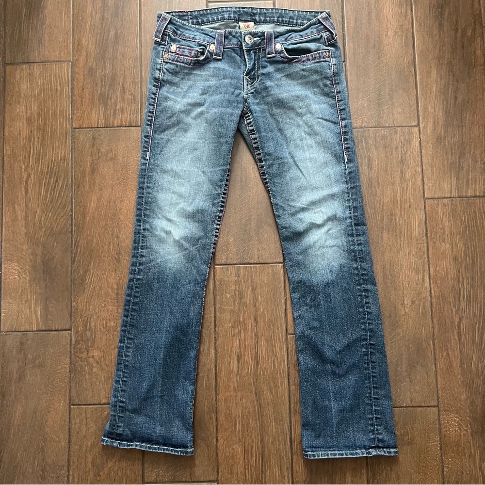 True Religion Jeans size 30 Pink Thread Straight Leg